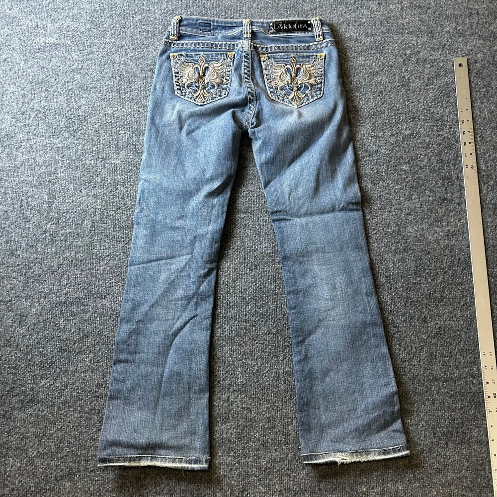 L.A. Idol Jeans Womens Size 3 Blue Rhinestone Embellished Slim Fit Distressed - Picture 9 of 10
